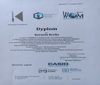 Kornelia Krefta laureatką  Ogólnopolskiego Konkursu  Matematyczno-Plastycznego  zdjecie 3