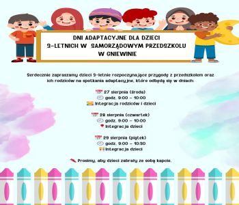 Dni adaptacyjne w przedszkolu